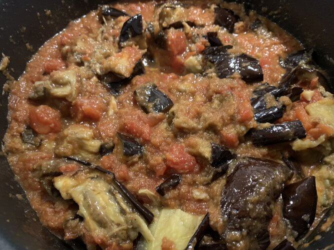 Aubergines à la tomate (zaalouk)