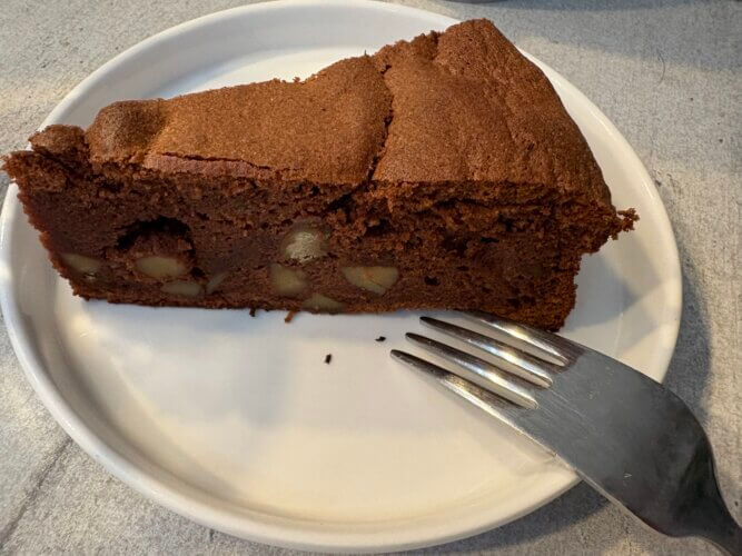 Part de Gâteau au chocolat châtaignes sans gluten