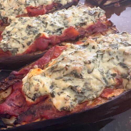 Aubergines gratinées à la féta aux herbes