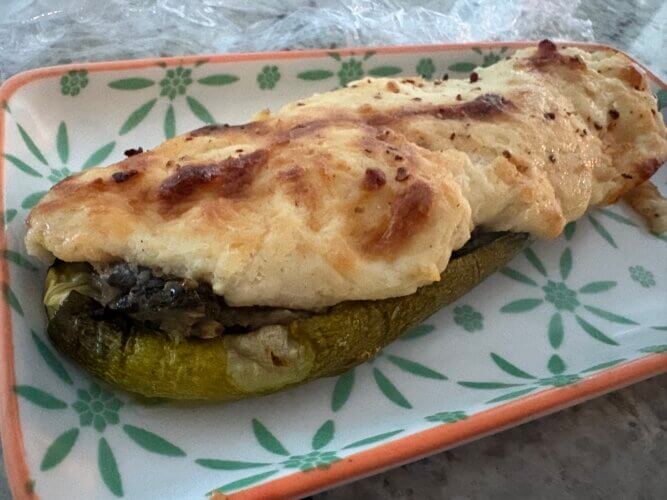 Courgettes gratinées aux champignons