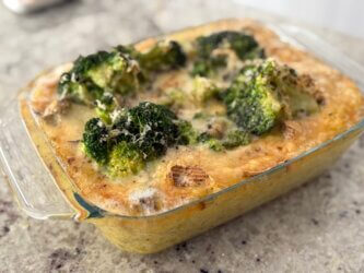 Gratin de polenta au gorgonzola et brocolis