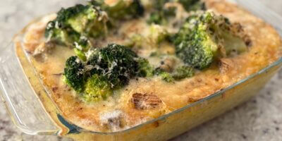 Gratin de polenta au gorgonzola et brocolis