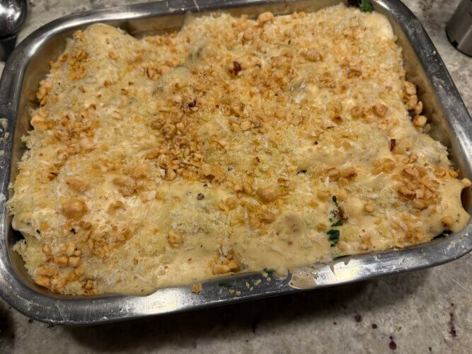 Gratin de butternut, châtaignes et morilles