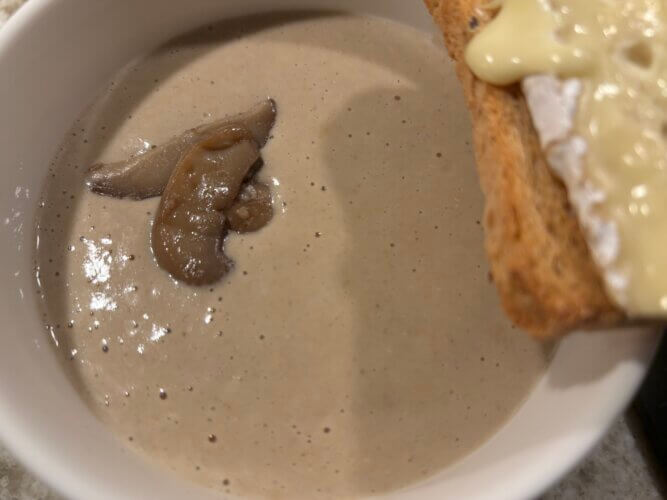 Soupe champignons brie