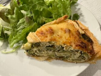 Part de Tarte courgettes menthe