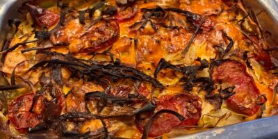 Gratin de légumes au gouda et mimolette