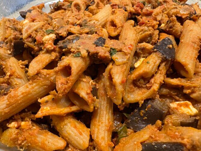 Pâtes aux aubergines
